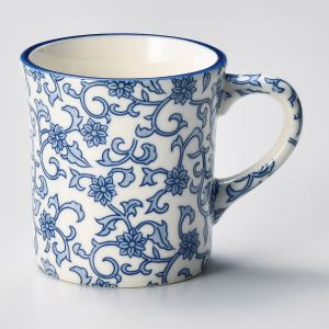 Japanese ceramic tea mug - KARAKUSA AO