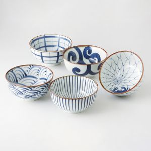 Set de 5 bols japonais à soupe 5 motifs dfférents