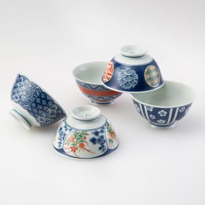 Set of 5 Japanese ceramic tea bowls - HASAMI