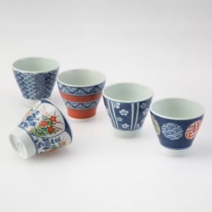 Juego de 5 tazas de té de cerámica japonesa - NISHIKI