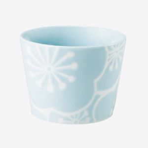 Japanische Keramik-Teetasse, blau und weiß - UME