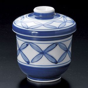 Taza japonesa con tapa chawanmushi, azul - AOI JUJIKA