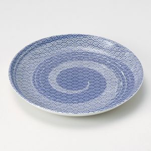 assiette japonaise ronde, NAMI, bleue