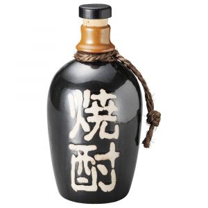 bottle for japanese alcohol TENMOKU KESSHO 1,1lt black and kanji