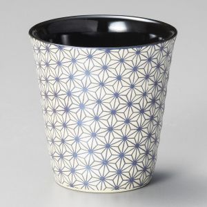 tasse à thé japonaise en céramique ASANOHA beige et bleue