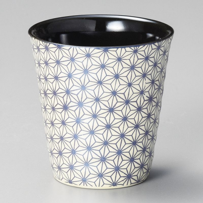 japanese beige and blue teacup in ceramic ASANOHA stars