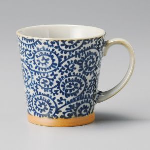 Taza de té japonés de ceramica, TAKO KARAKUSA, azul