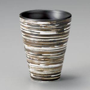 grande tasse japonaise lignes en céramique YUKINOMAI marron