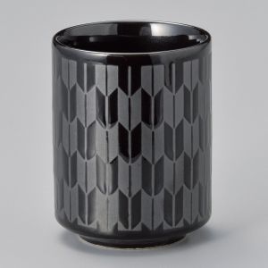 tasse noire motifs flèches japonaises argent YAGASURI KURO