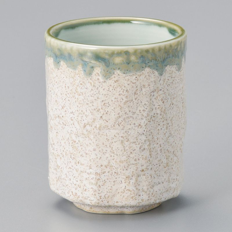 Tasse à thé japonaise en céramique, beige, peinture infusée verte - FUKISOKU