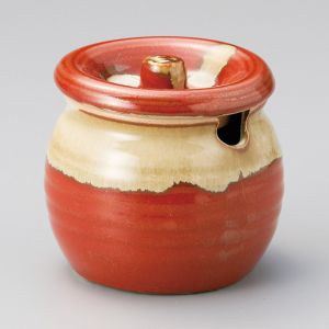 Mustard or sauce pot with lid, orange, POTTO