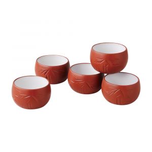 Set of 5 japanese teacups tokoname BAMBOO TAKE