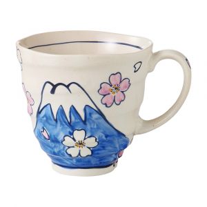 Japanese ceramic mug Mount Fuji blue - FUJISAN