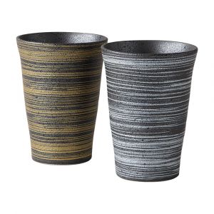 Duo of ceramic, silver and gold tea cups - GIN KIN