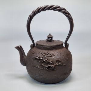 Japanese cast iron kettle with landscape motif, 1.2 lt, INAKA