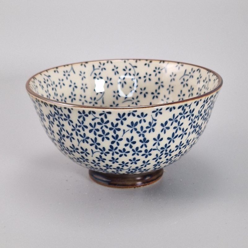 Cuenco de arroz de cerámica japonés, KAKYUKO, flores