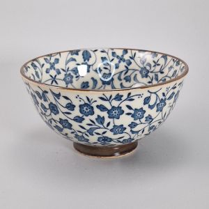 Japanese ceramic rice bowl, KKUYUKO, karakusa