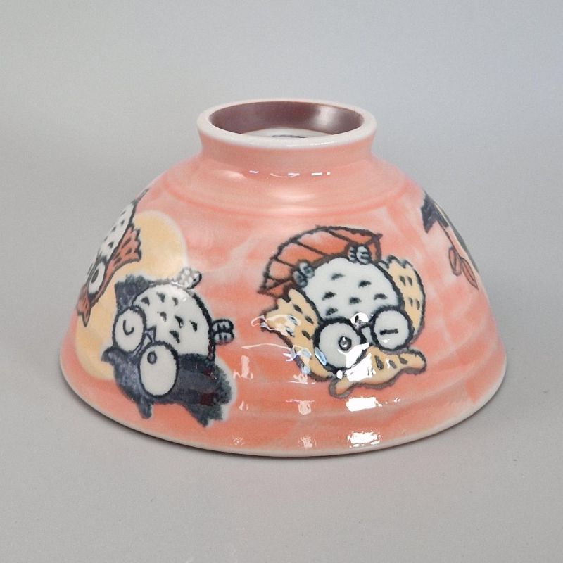 Japanese ceramic rice bowl, pink - FUKURO