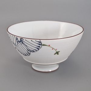 Japanese ceramic rice bowl, black sakura - KURO SAKURA