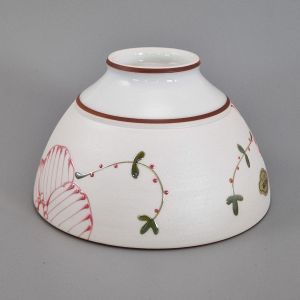 Japanese ceramic rice bowl, red sakura - AKAI SAKURA