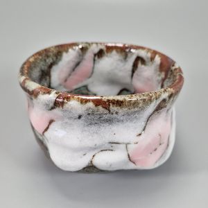 Japanese tea bowl for ceremony - chawan, SEIJI, grey pink white