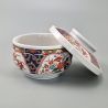 Japanese ceramic rice bowl, KINSAI NISHIKI KUSABANA, golden flowers