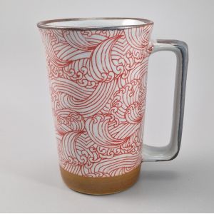 Large Japanese ceramic tea mug - Red Aranami