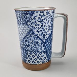 Large Japanese ceramic tea mug - Patchwork