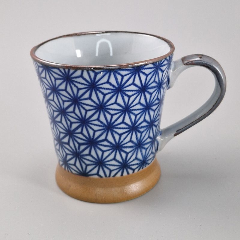 Japanese ceramic mug with handle, Asanoha