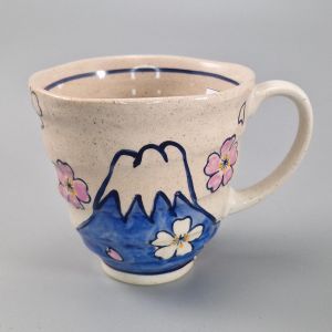 Japanese ceramic mug Mount Fuji blue - FUJISAN