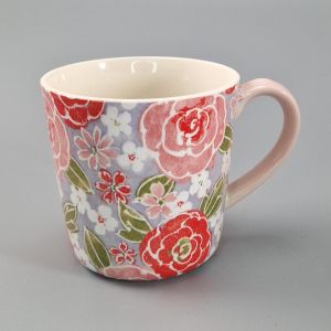 Japanese ceramic mug - Pink flowers -PINKU NO HANA