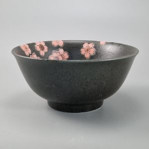 bol ramen noir japonais en céramique, SAKURA, fleurs