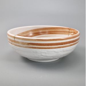 tazón de sopa japonés de cerámica Ø17x6,2cm, HISUI, blanco y naranja