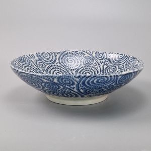 Japanische keramische Suppenschüssel Ø16.8x4,5cm TAKOKARAKUSA, blaue muster