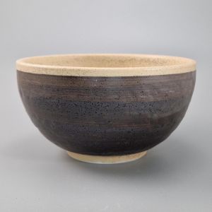 japanese soup bowl in ceramic, SHIRAKABA, beige and grey