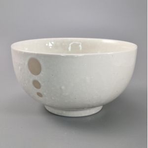 Bol donburi japonais en céramique blanc points beige - POINTO - 16cm