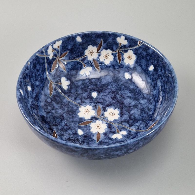 bol évasé japonais bleu fleurs de cerisier sakura HIWA