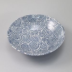 bol évasé japonais en céramique Ø16.8x4,5cm TAKOKARAKUSA, motifs bleus