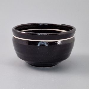 Small Japanese ceramic dish, black and white line - RAIN