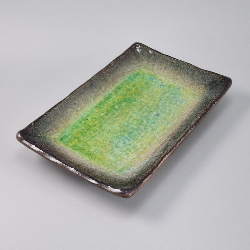 Japanische grüne Keramikplatte, rechteckig - MIDORI