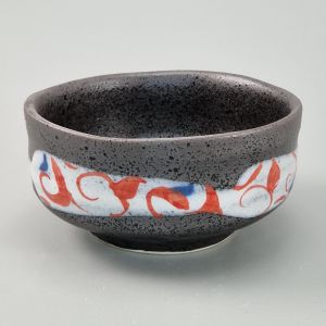 Cuenco de té japonés para ceremonia, KARAKUSA, rojo