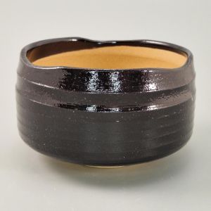 Japanese tea bowl for ceremony - chawan, ORIBE, black