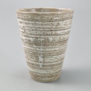 grande tasse japonaise lignes en céramique KAZENOMAI beige