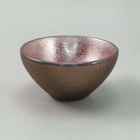 Tasse à thé japonaise en céramique, marron, intérieur effet métallique- METARIKKU