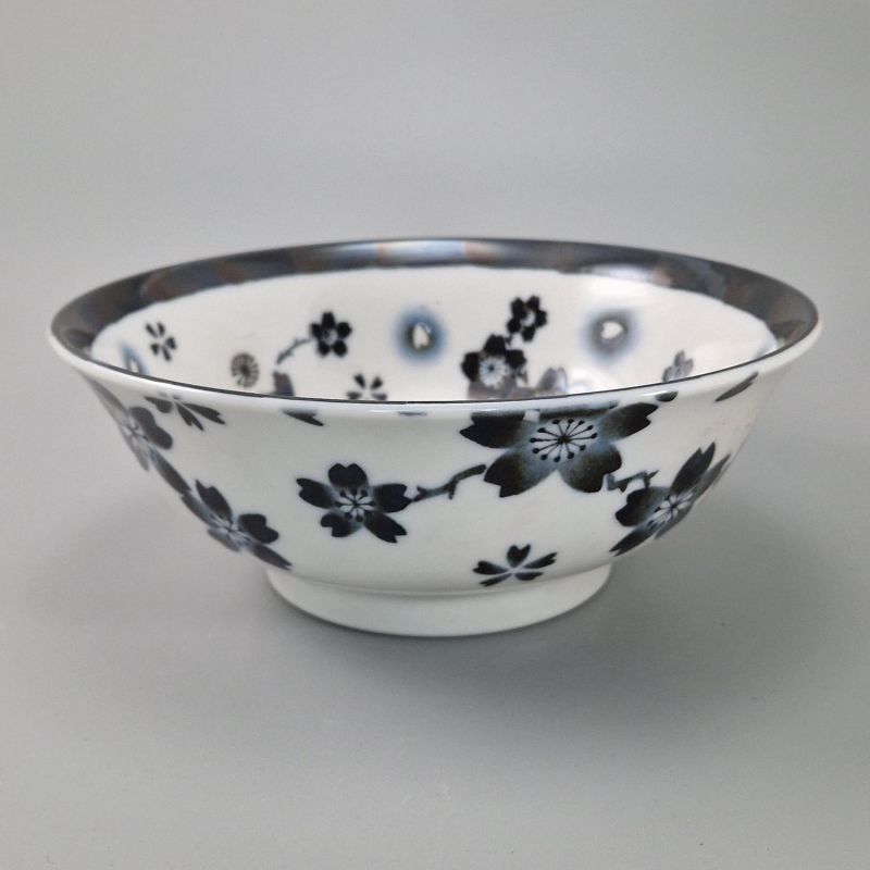 Tazón japonés para fideos ramen de ceramica flores HANA, blanco