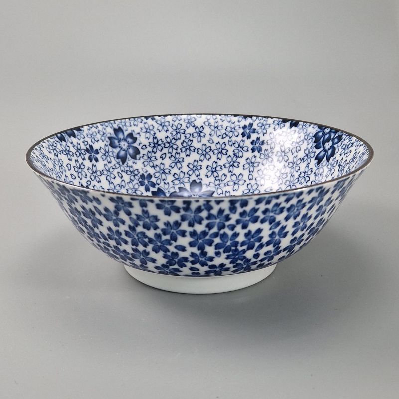 Japanese noodle ramen bowl, HANA, blue flowers
