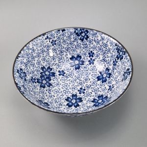 Japanese noodle ramen bowl, HANA, blue flowers