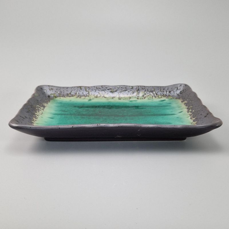 Japanese green plate rectangular ceramic 210-16-233