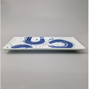 Japanese sushi plate, BURASHI, blue and white