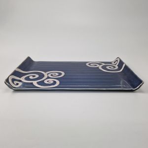 japanese rectangular sushi plate, RURI PLATINE ITCHINRYÔ AGARI, blue